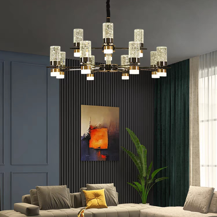 Moderno y minimalista sala de estar lámpara de colgante luz cristal de lujo columna lámpara de colgante inteligente nórdico diseño dormitorio comedor lámpara tricolor