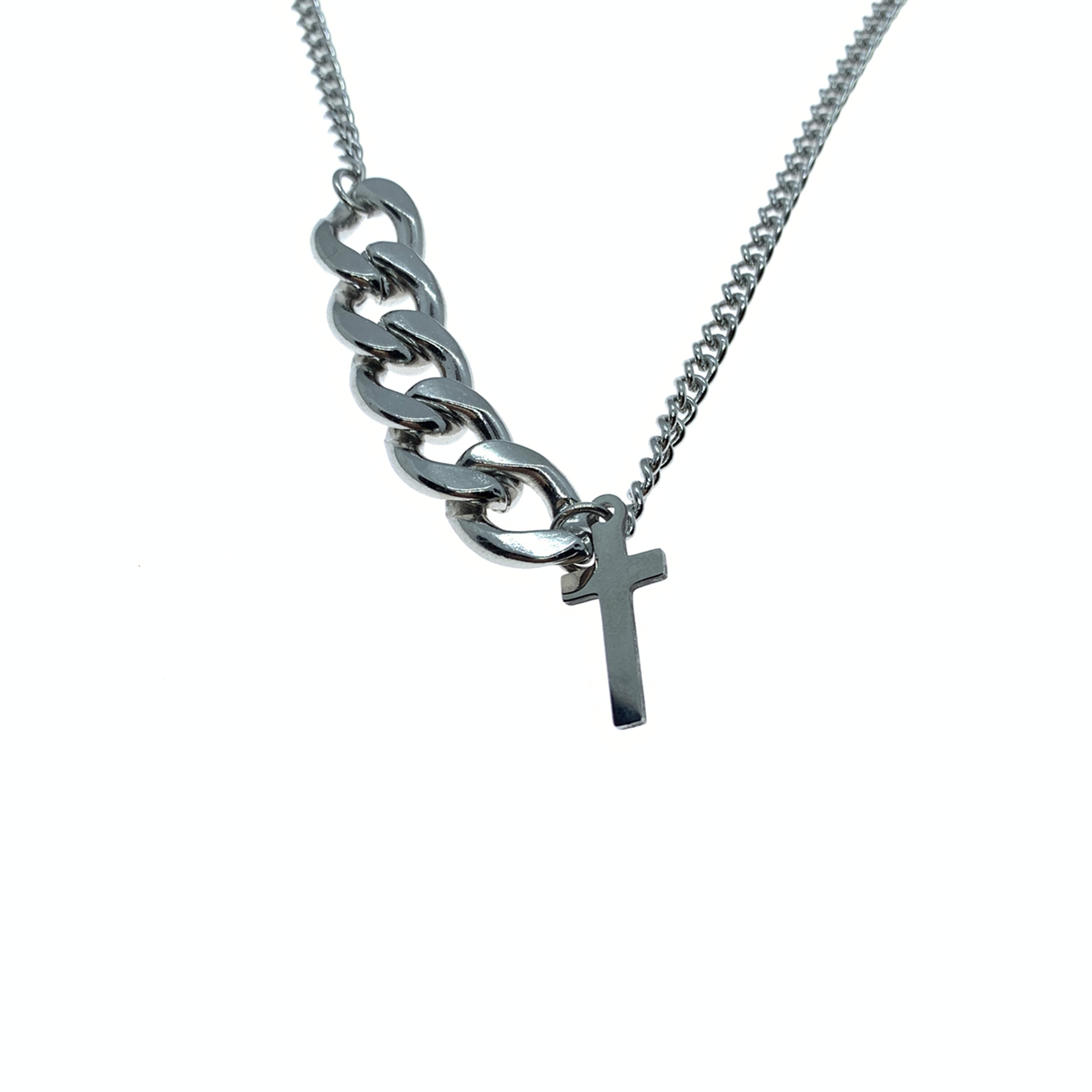 Fashion Necklace Female Summer Casual Niche 2021 new on the new color Hip Hop punk T-shirt accessories Cross mix necklace 78