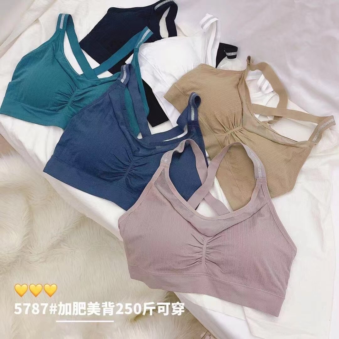 新款无缝美背银丝肩带交叉女士内衣5787