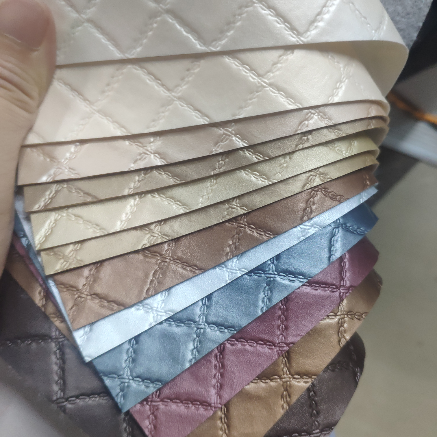 Artificial leather soft and hard wrapped sliding door leather wall decorative leather fabric in stock, decorative leather small grid 31