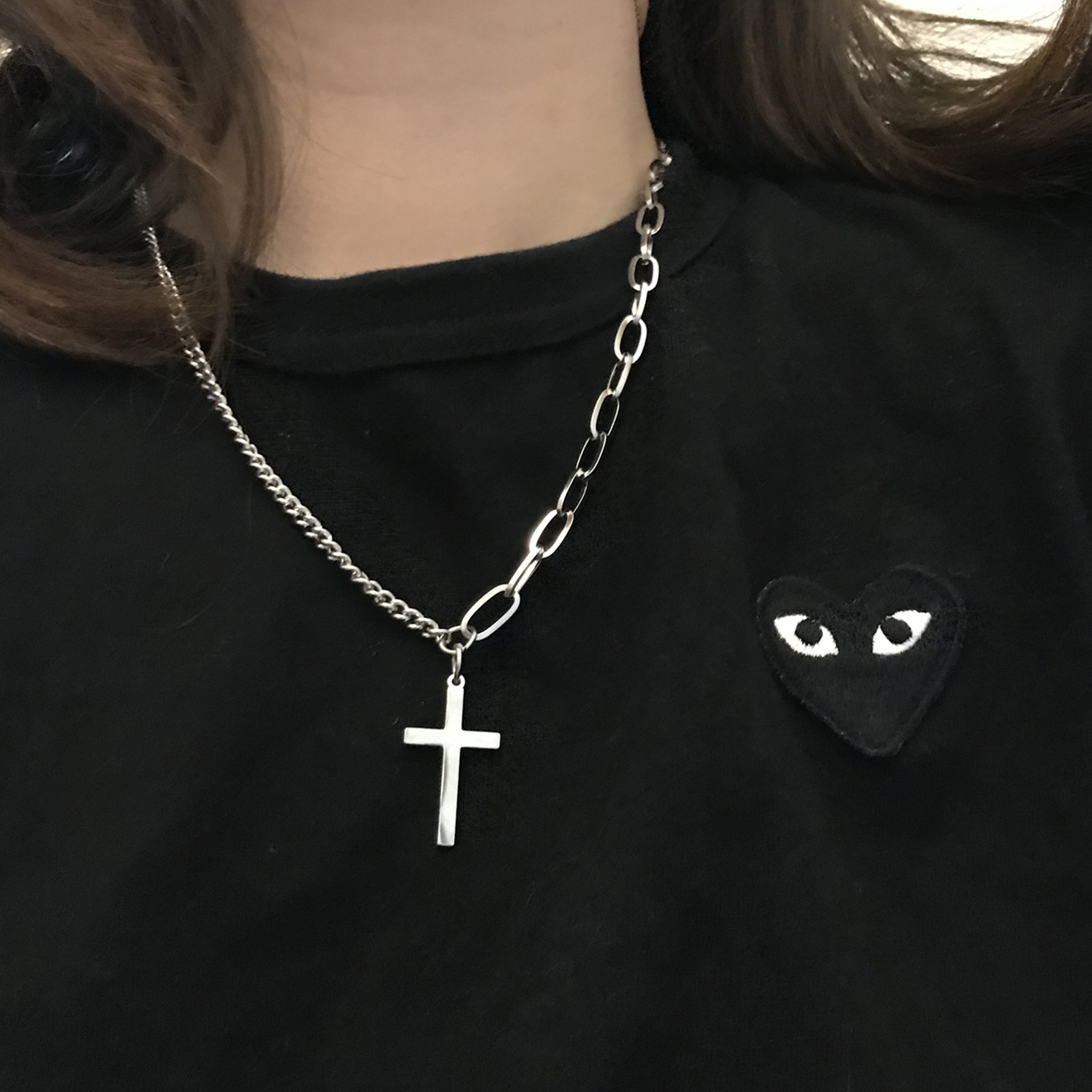 Fashion Necklace Female Summer Casual Niche 2021 new on new color Hip Hop punk T-shirt Accessorized Cross Mix Necklace 40