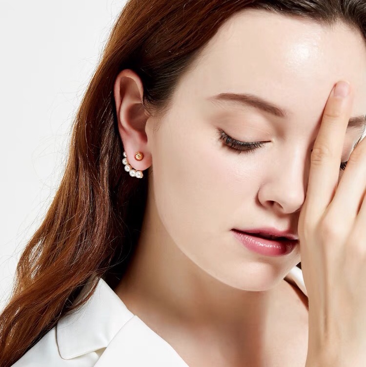 Earrings fan pearl letters before and after two wear earrings temperament female trendy earrings