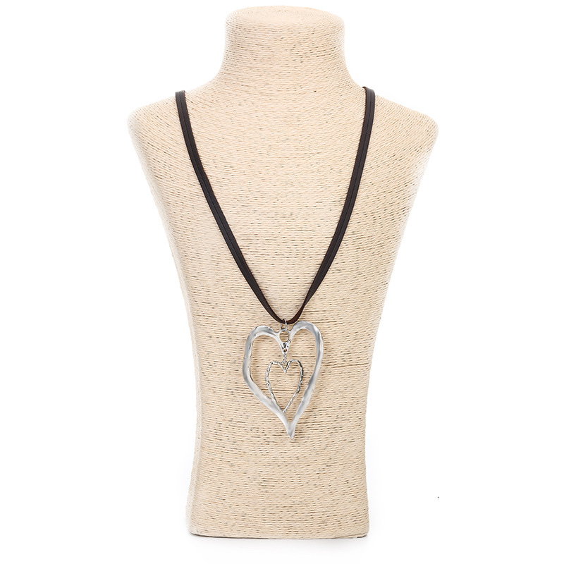 时尚休闲潮流十字架桃心合金皮项链详情图1