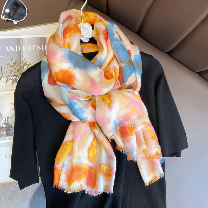 围巾超大保暖加厚百搭可爱大方围巾复古印花围巾