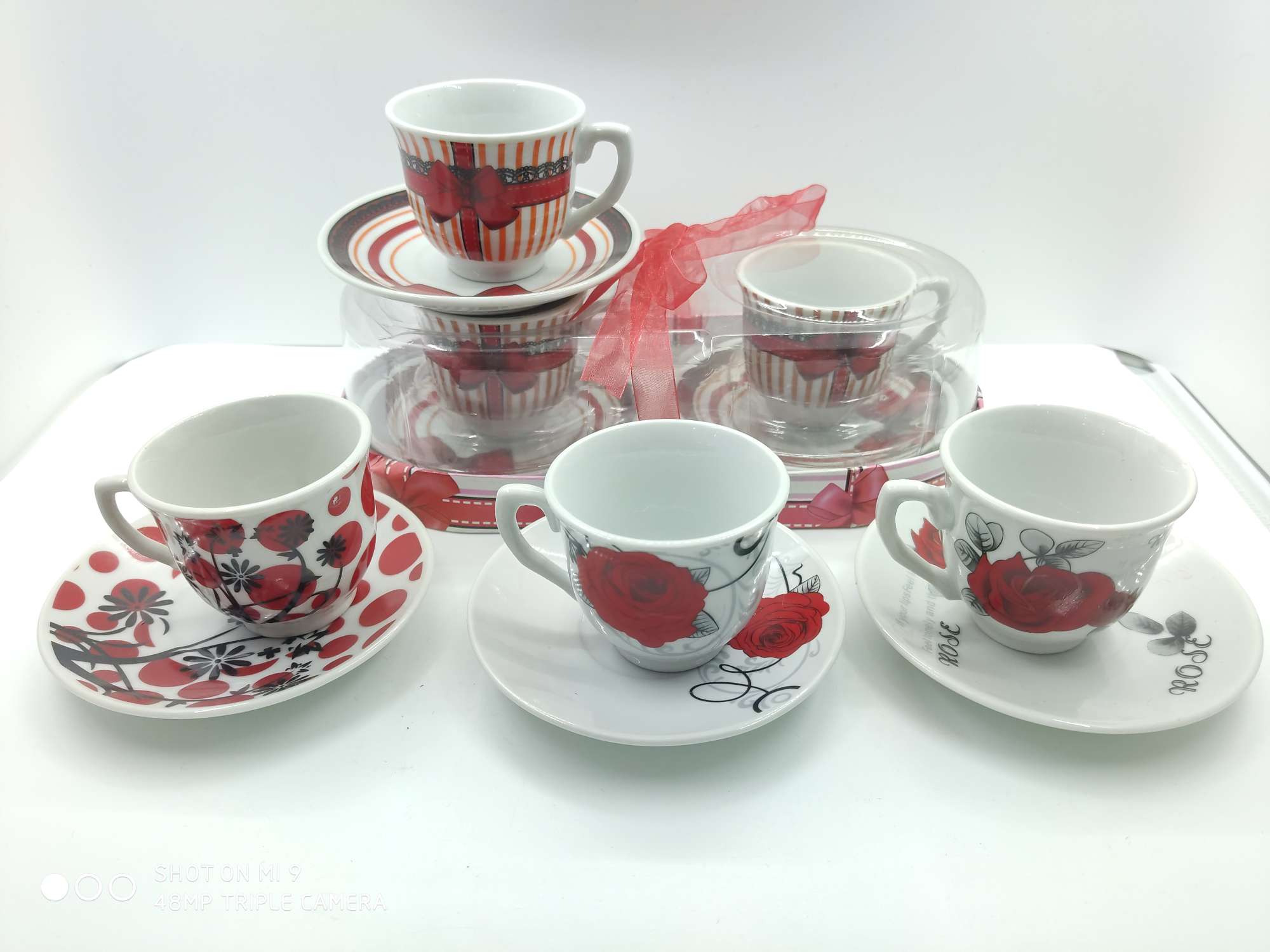 E024 Ceramic Cup And Saucer, 6 Cups 6-Saucer Coffee Cup Set details Picture