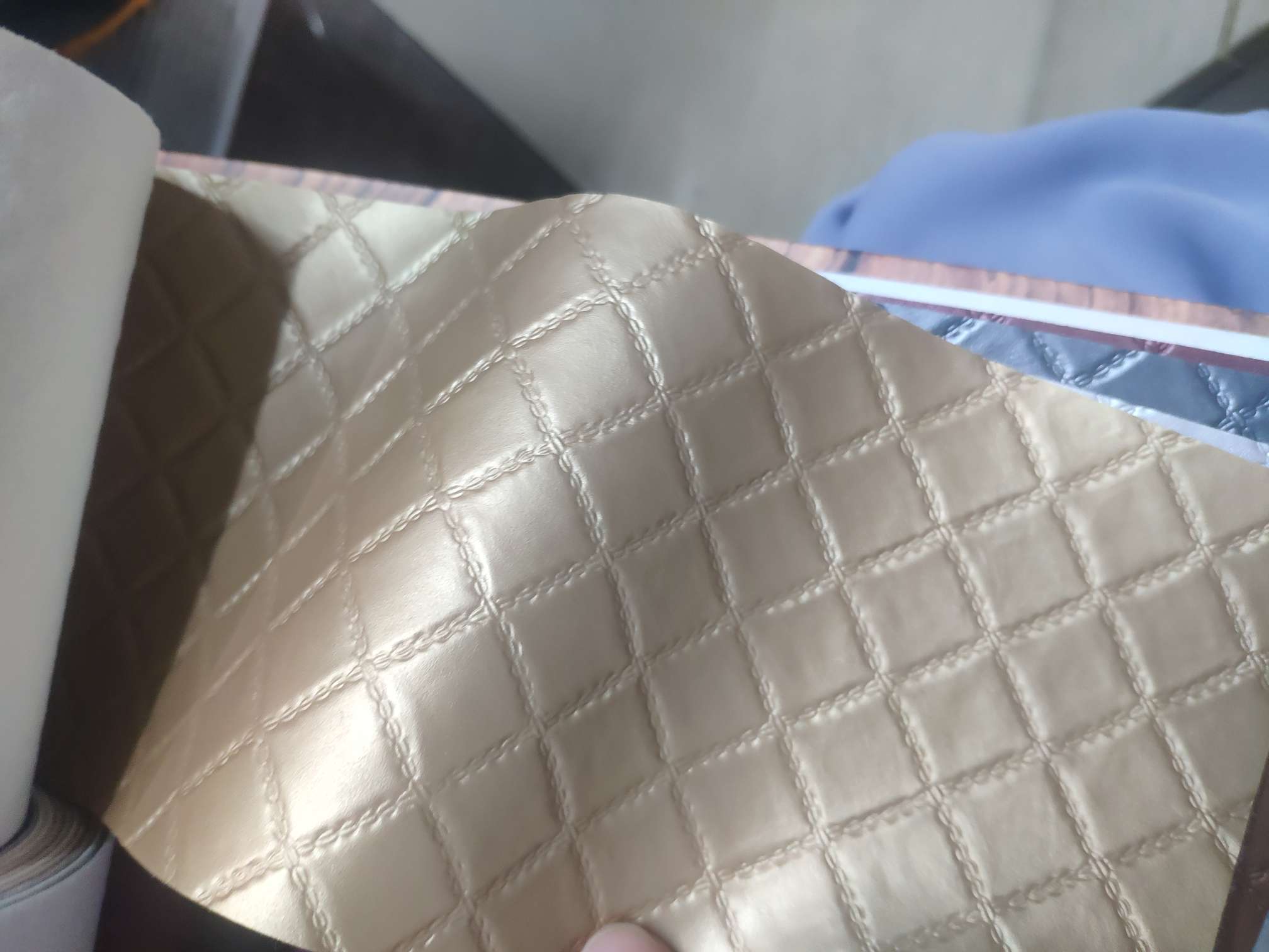 Artificial leather soft and hard wrapped sliding door leather wall decorative leather fabric in stock, decorative leather small grid 31 Specification image