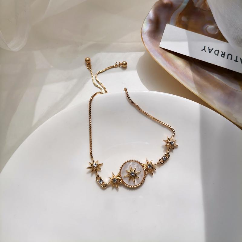 29 Ten mile Champagne star colorful gradient color fresh water fancy Pearl bracelet Light luxury niche fine bead beading
