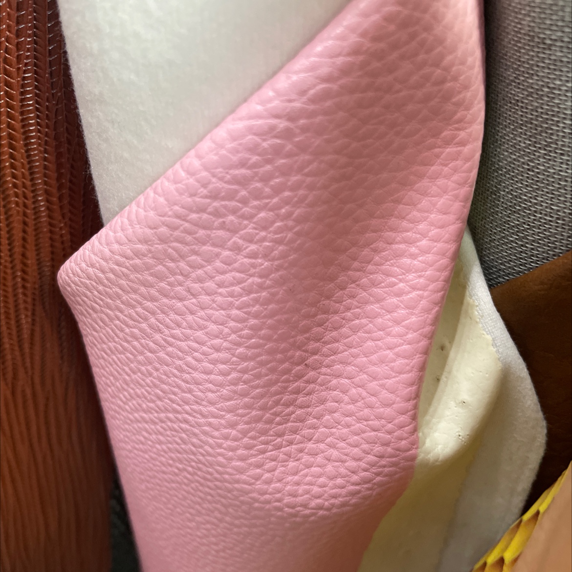 pu lychee grain leather fabric bag belt accessories pink pu021 Specification image