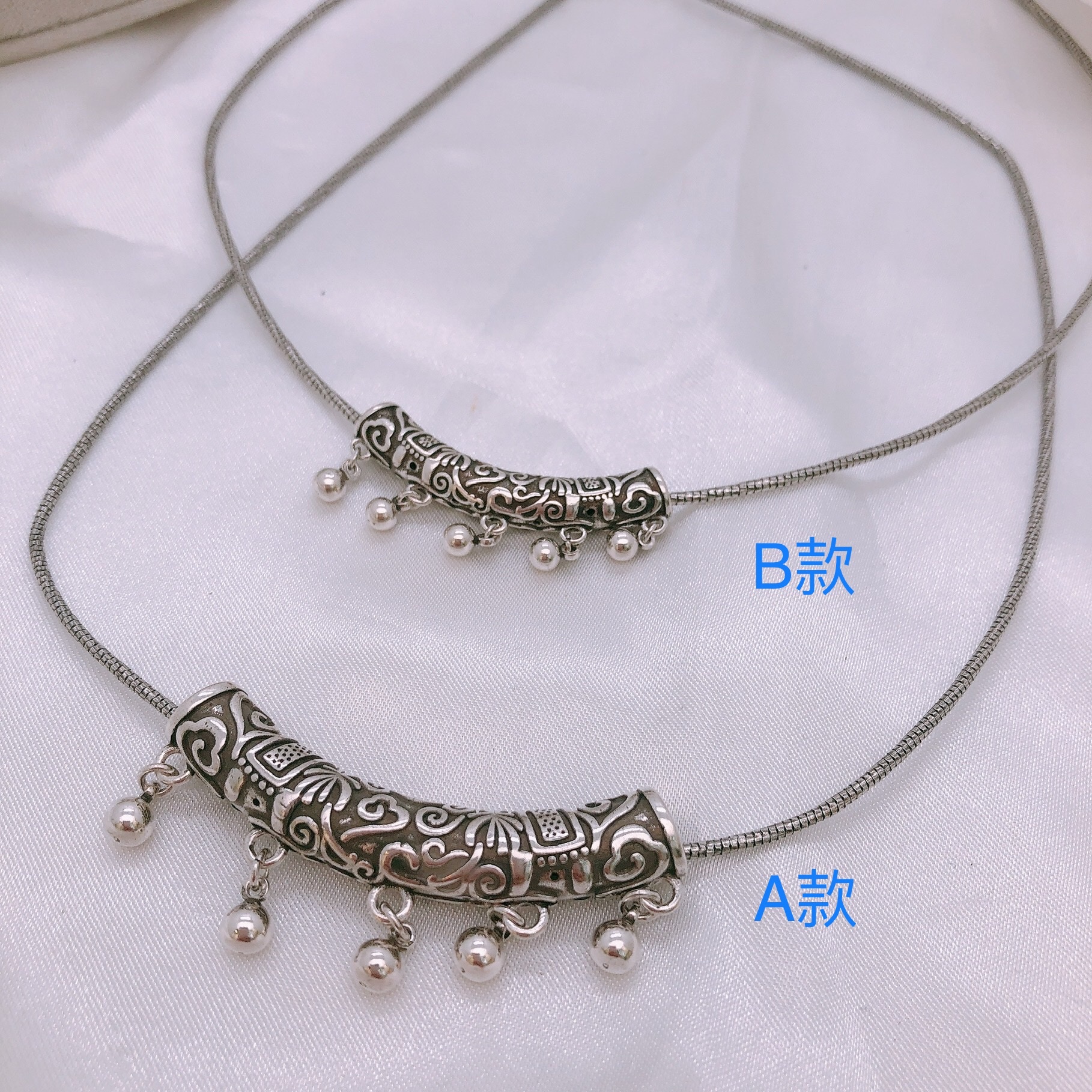 暴走萝莉5214-00052泰银复古做旧设计性感弯管设名族风银饰项链B款