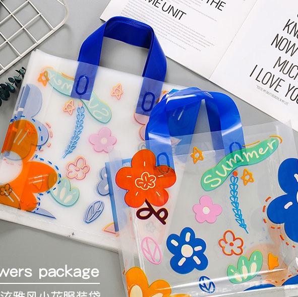 手提袋透明小花朵服装店袋子礼品袋高档塑料袋打包袋小清新