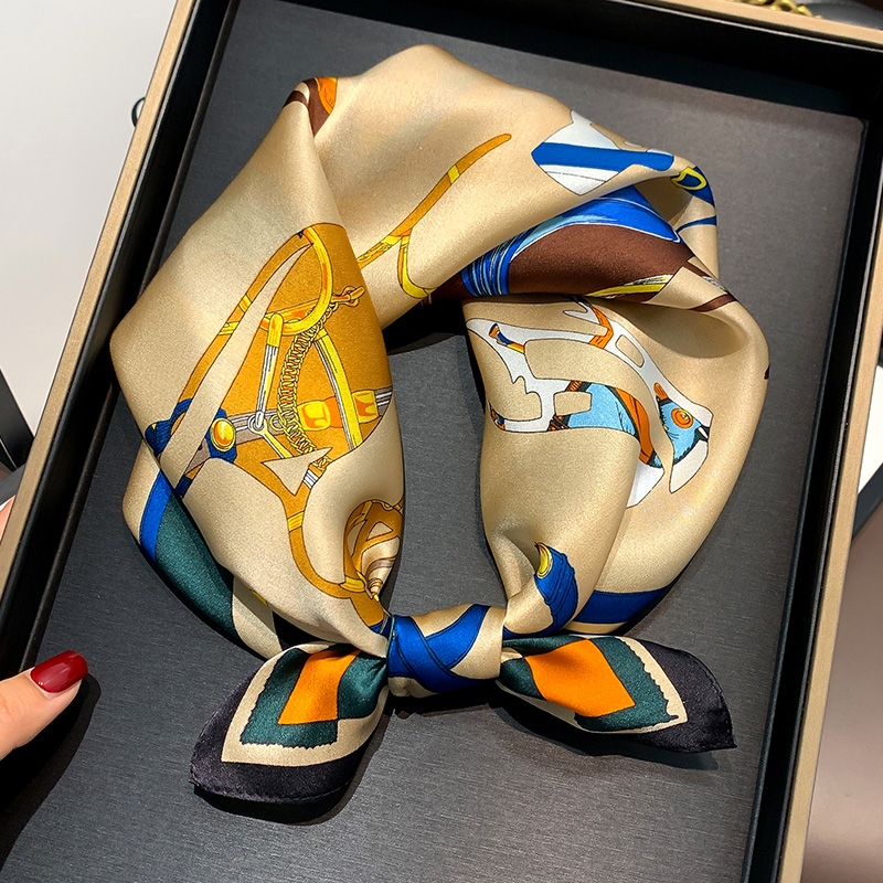 Extra-large, warm, thick, versatile, cute and elegant scarf, retro printed scarf, silk scarf shawl, ladylike and elegant shawl scarf, Korean version cute