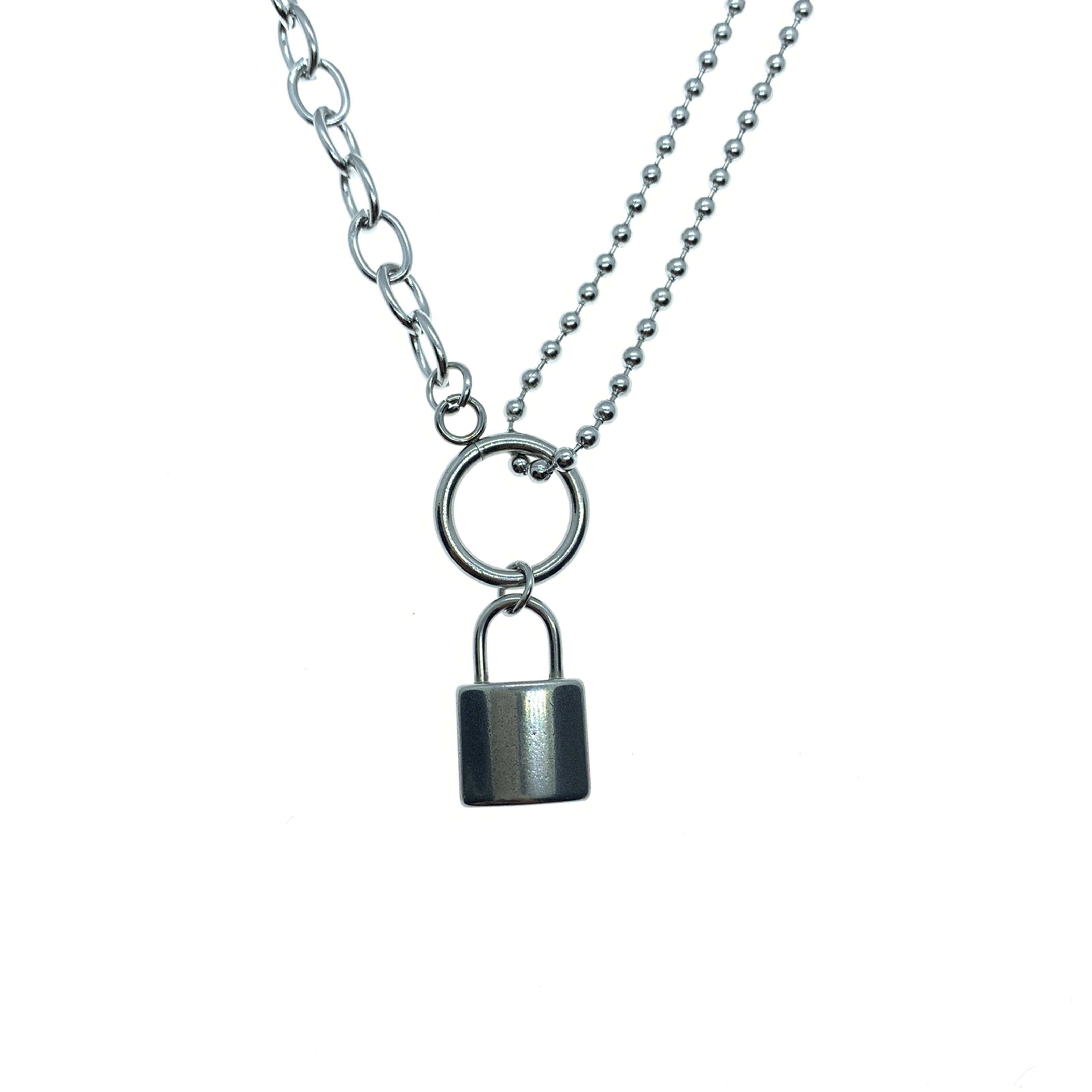 Fashion Necklace Female Summer Casual Niche 2021 new on new non-fade Hip Hop Punk T-shirt accessories under Padlock accessory Necklace 37