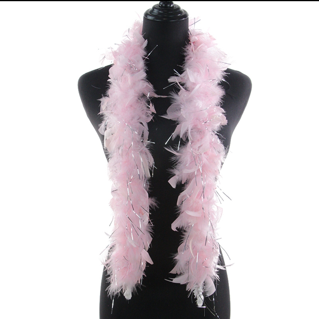 火鸡火片毛条加丝55克两米浅粉色