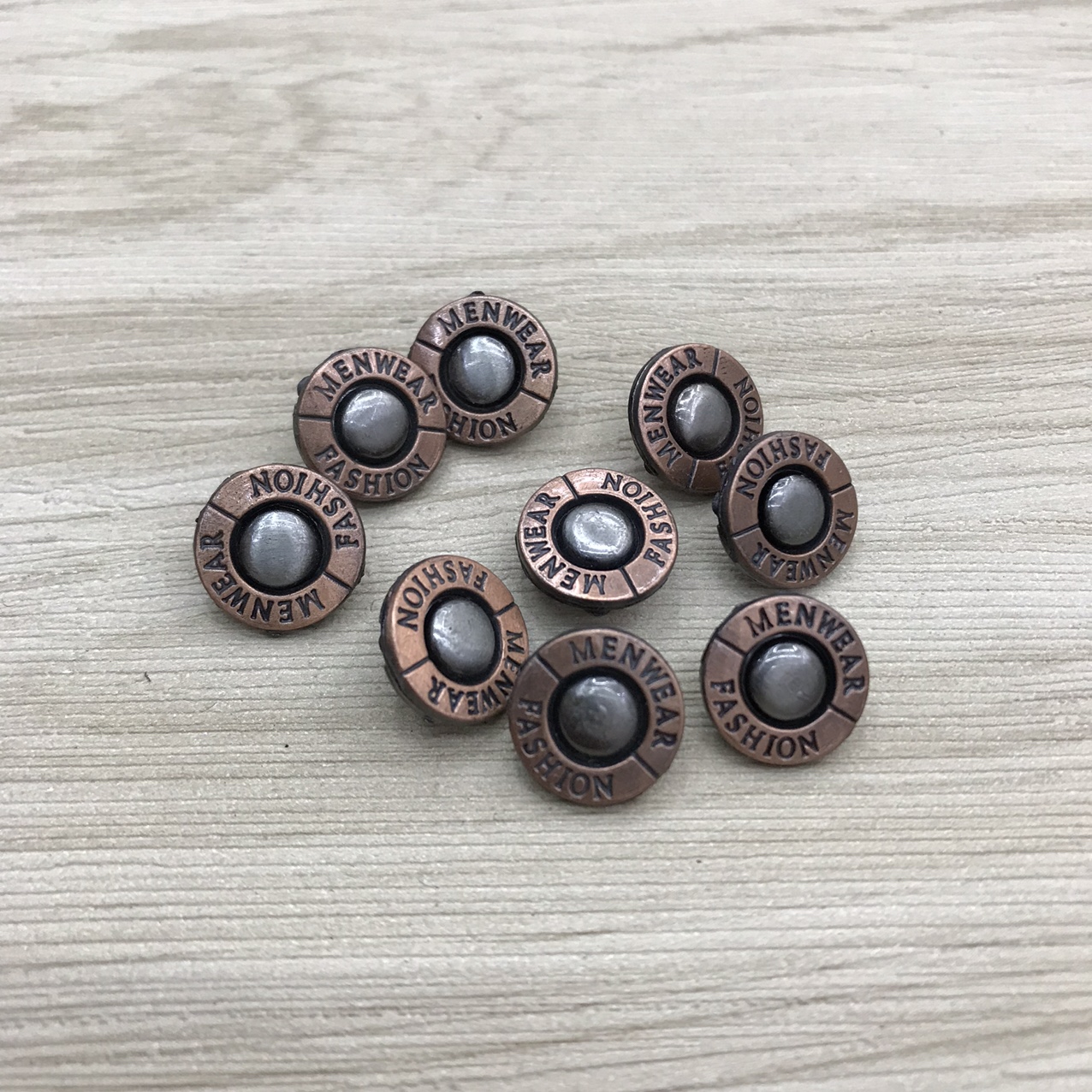 Retro red bronze brushed button four-piece buckle