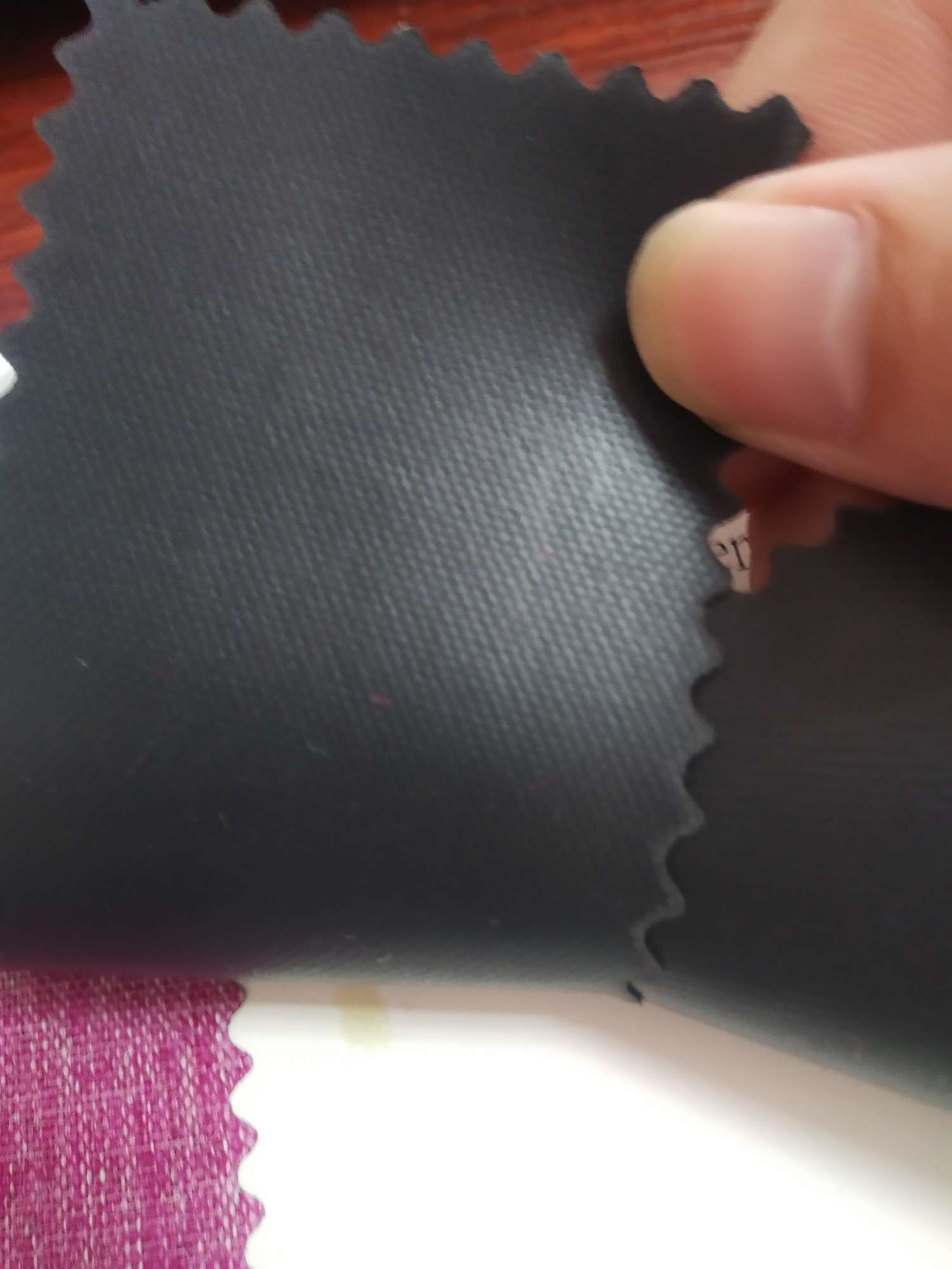 TY-- 047 RPET recycled 300D matte pvc 9# dark gray details Picture