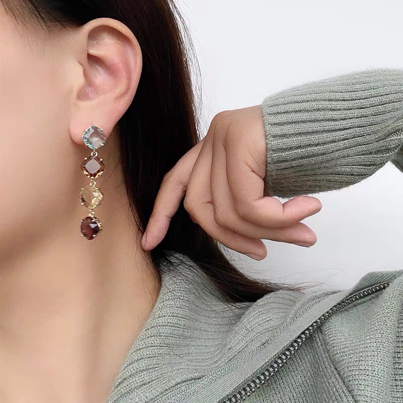 New trendy earrings Japan and South Korea personality fashion color super flash ins earrings