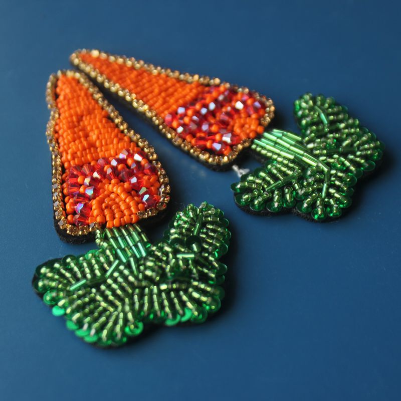 New Exquisite Carrot Rice Beads Handmade Beaded Accessories Cloth Patch All Fashion Patch Bag Hat Decoration Item Picture
