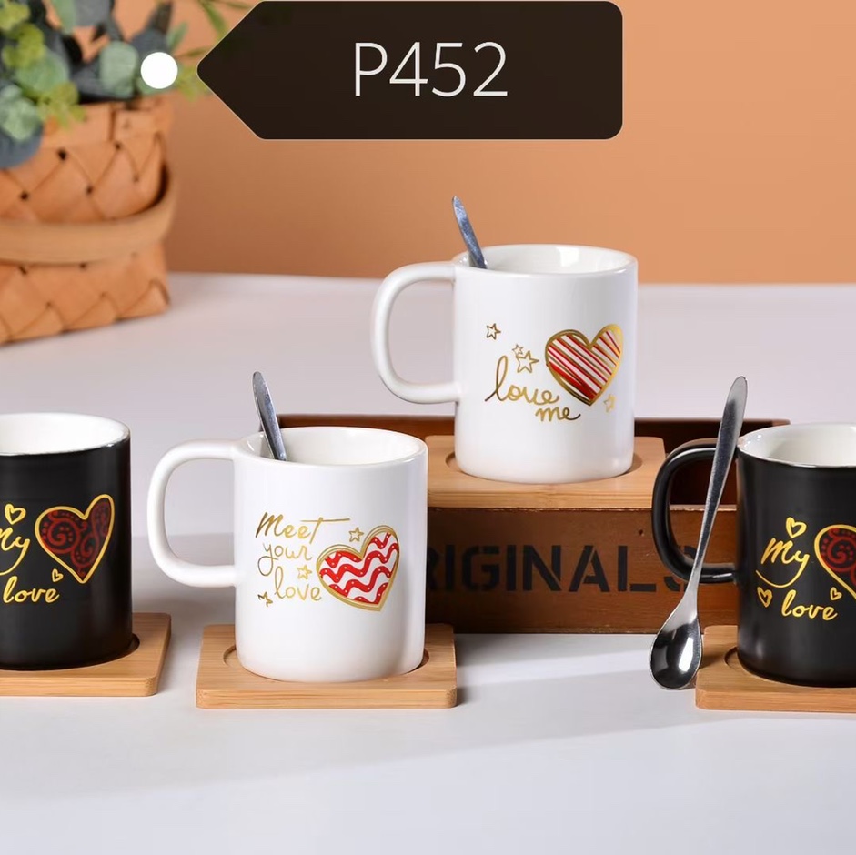 The P4527978 ceramic cup, water cup and breakfast cup of the popular "Heart Series" for home and office use