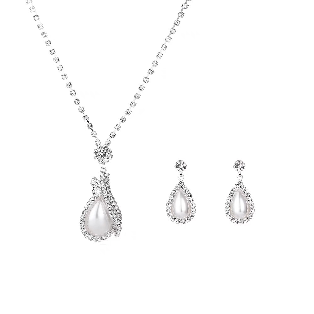 Bride necklace earrings Bridesmaid wedding dress Micro-inset artificial zircon fashion accessories
