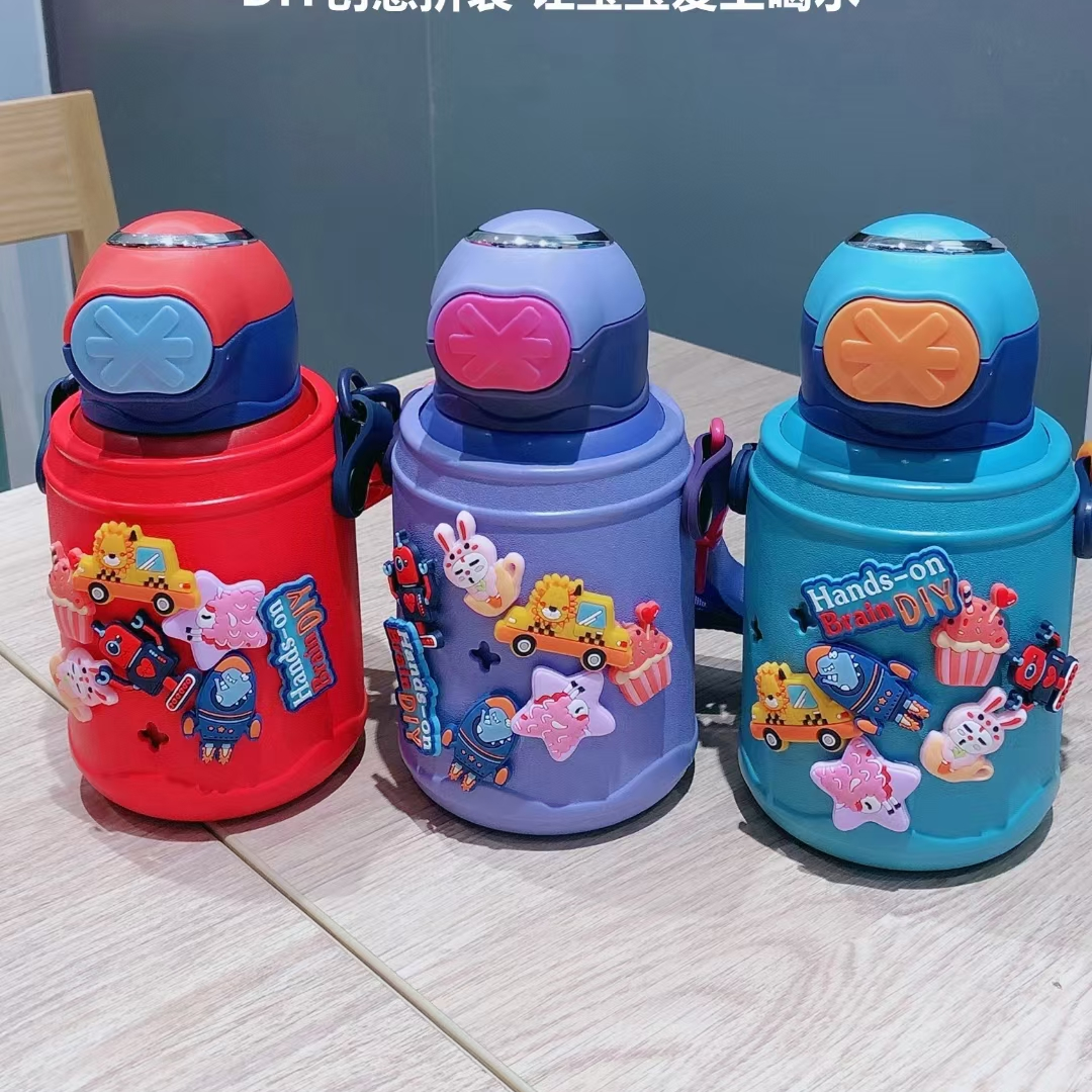Children's Thermos Cup With Straw 316 Food Grade Water Cup Students Kindergarten Baby Smart Portable Anti-Drop Kettle -5