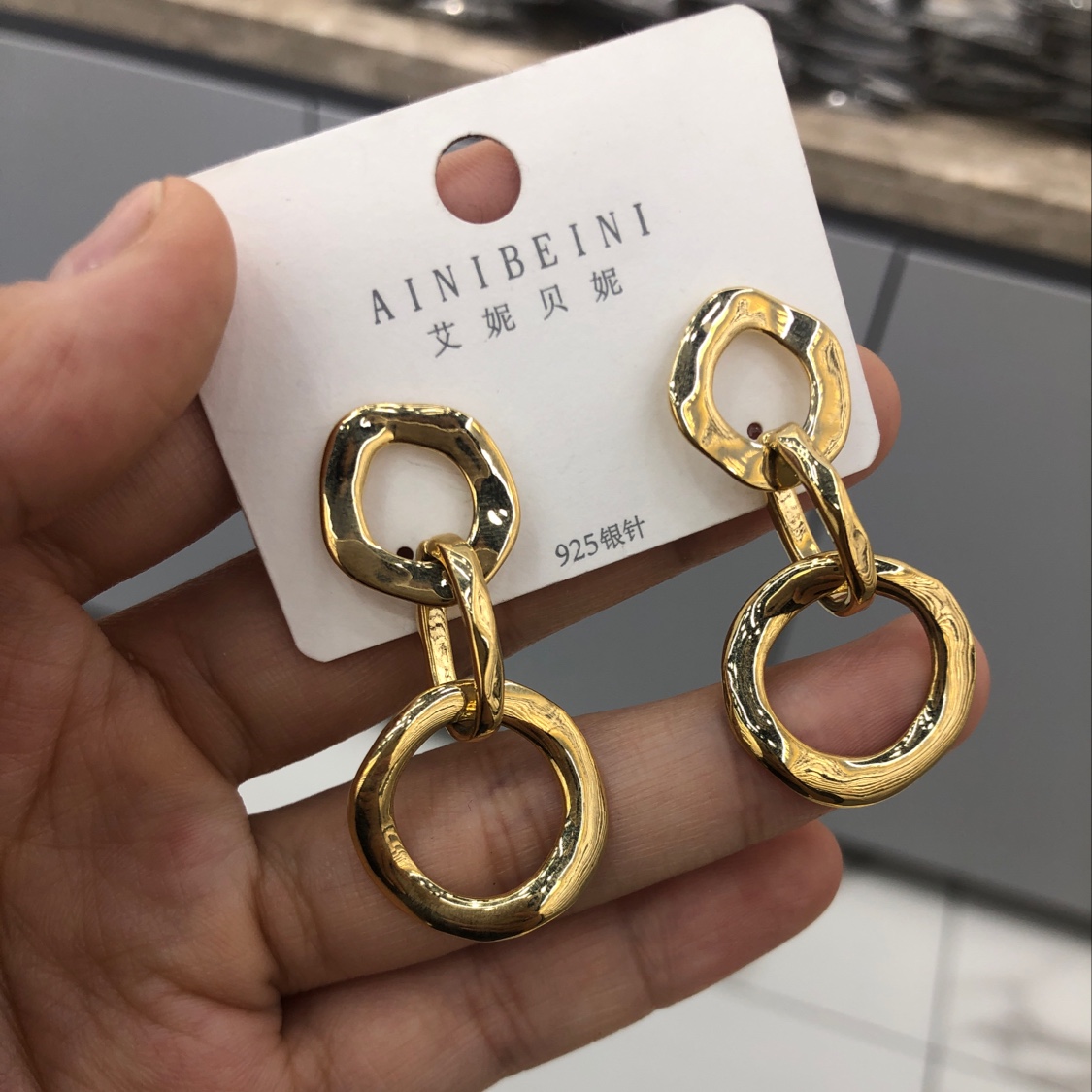 韩国ins冷淡风几何圆环金属耳环小众设计感网红气质耳钉耳饰女