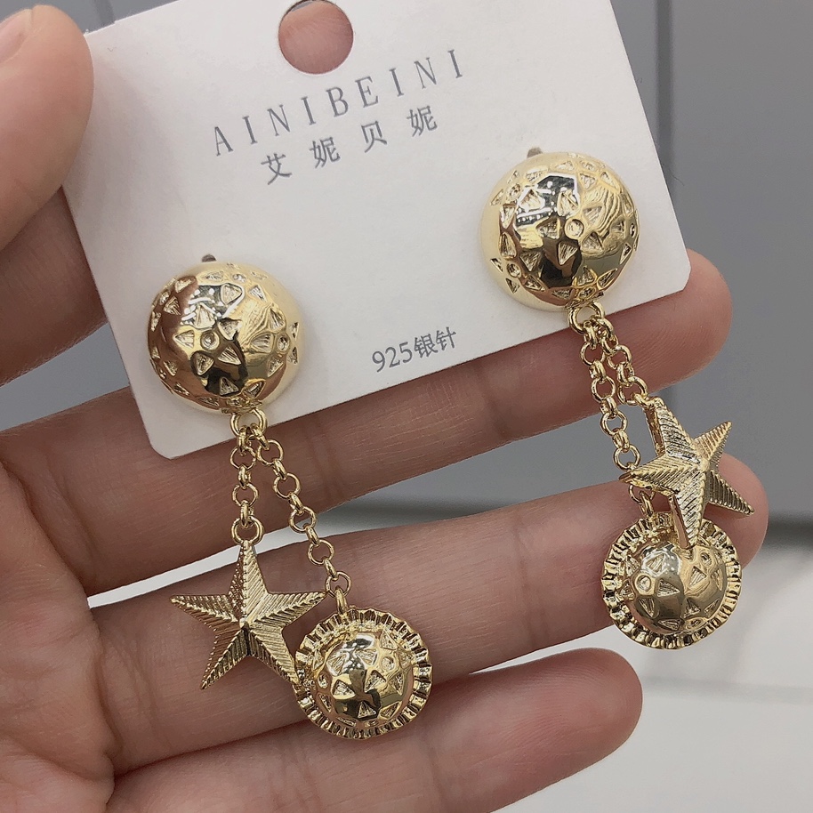 中古款vintage立体星球五角星耳钉耳环