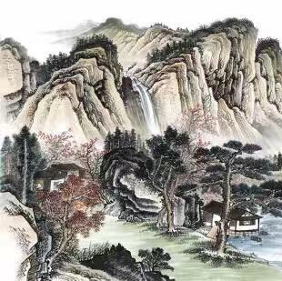 义乌大森装饰55X55cm纯手工羽毛画装饰画源远流长a24