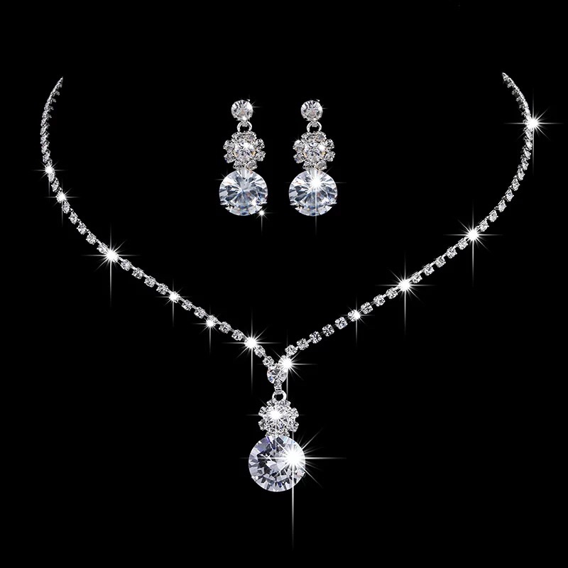 Claw chain New bridal necklace Earrings Bridesmaid wedding dress Micro-inset artificial zircon fashion accessories