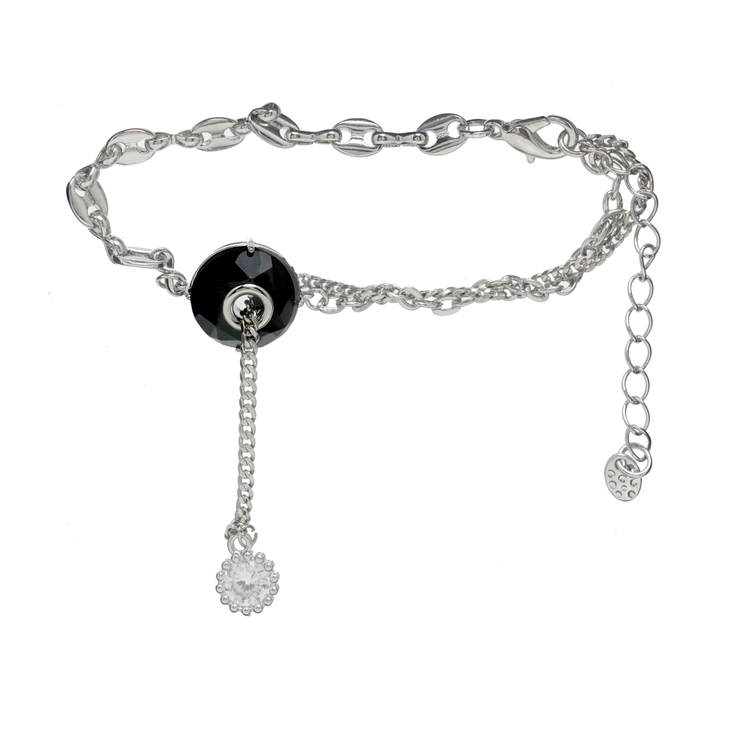 Original niche design Spliced diamond bracelet Female Summer ins Niche design advanced touch bracelet black crystal underhanging chain bracelet 26