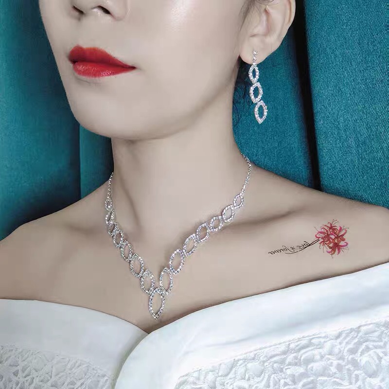 European wedding photography jewelry classic kiss kiss dependent earrings necklace bridal set wedding accessories