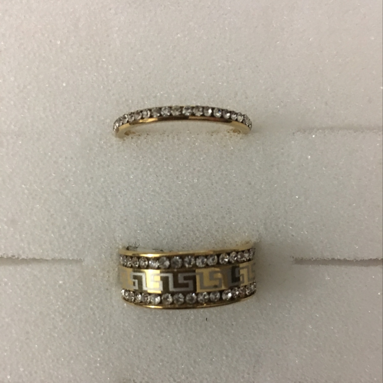 两个金色一排钻加金色两排钻戒指💍搭配设计风格独特魅力产品图