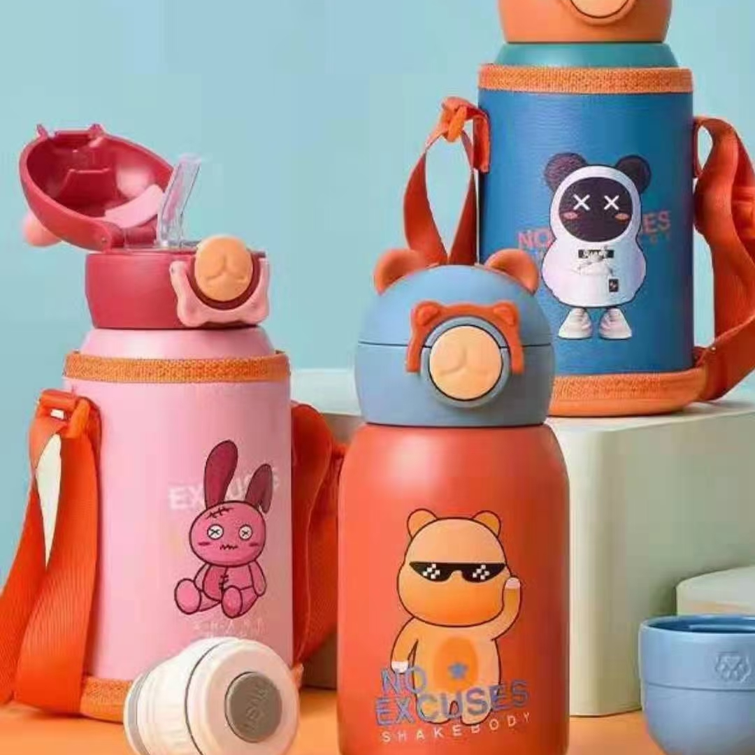 Children's Thermos Cup With Straw 316 Food Grade Water Cup Students Kindergarten Baby Smart Portable Anti-Drop Kettle -2