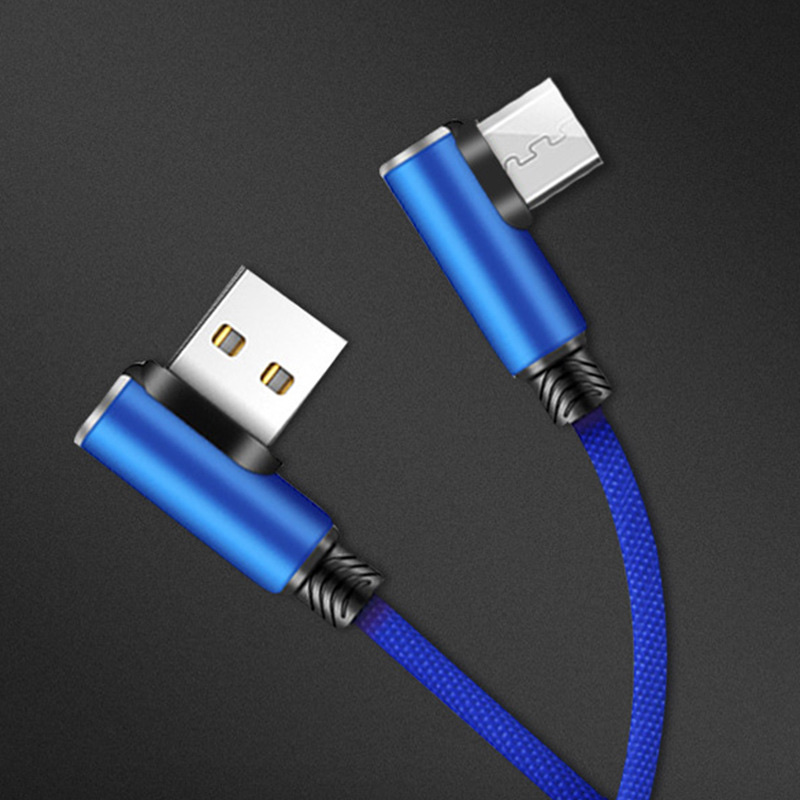 Elbow data cable for Android cotton fabric, suitable for Apple PUBG mobile game, double elbow type-c mobile phone charging cable detail image 1