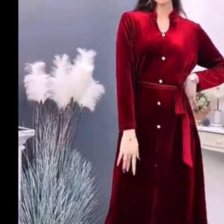 Fashion trend casual comfortable temperament elegant red lady dress