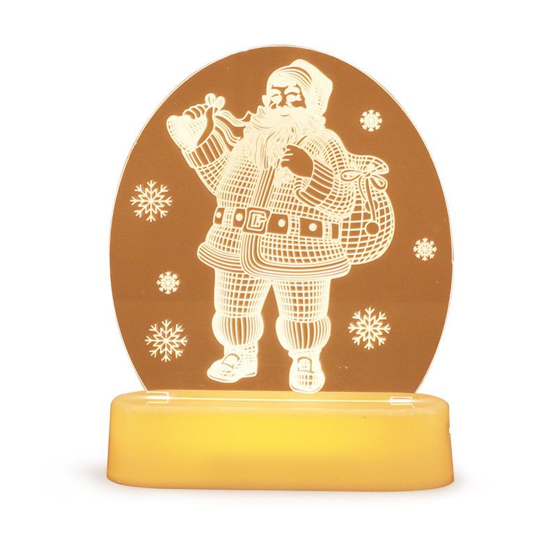 新款跨境电商爆款3D圣诞灯LED房间装饰亚克力摆件小夜灯