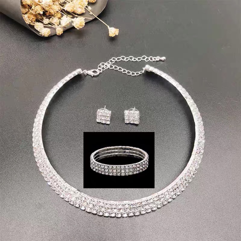 Claw chain Direct bridal jewelry set Pendant zircon wedding necklace Earrings bracelet jewelry wedding dress thumbnail
