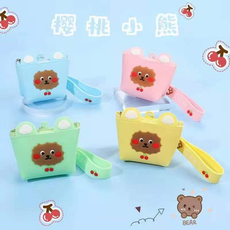 PVC樱桃小熊零钱包收纳包挂件图