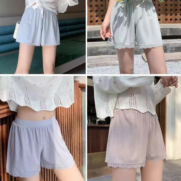 Loose Safety Pants, Slim White Lace Summer No Hem
Color: Black White Skin Tone Gray Blue