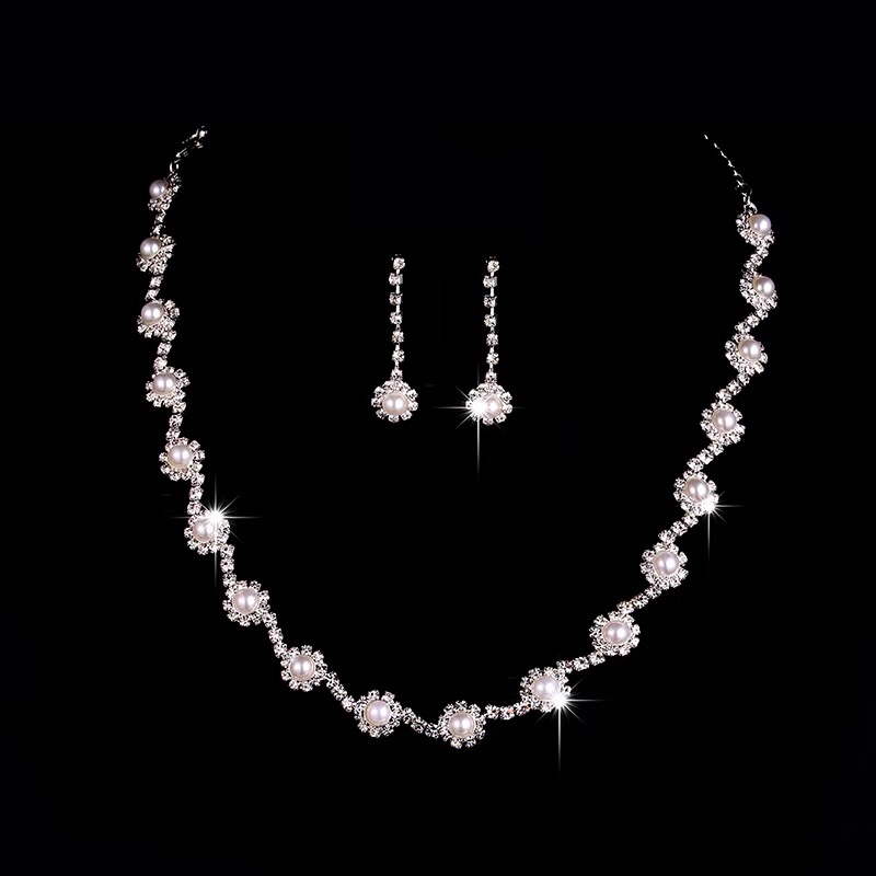 Claw chain New bridal necklace Earrings Bridesmaid wedding dress Wedding micro-inset artificial zircon fashion accessories