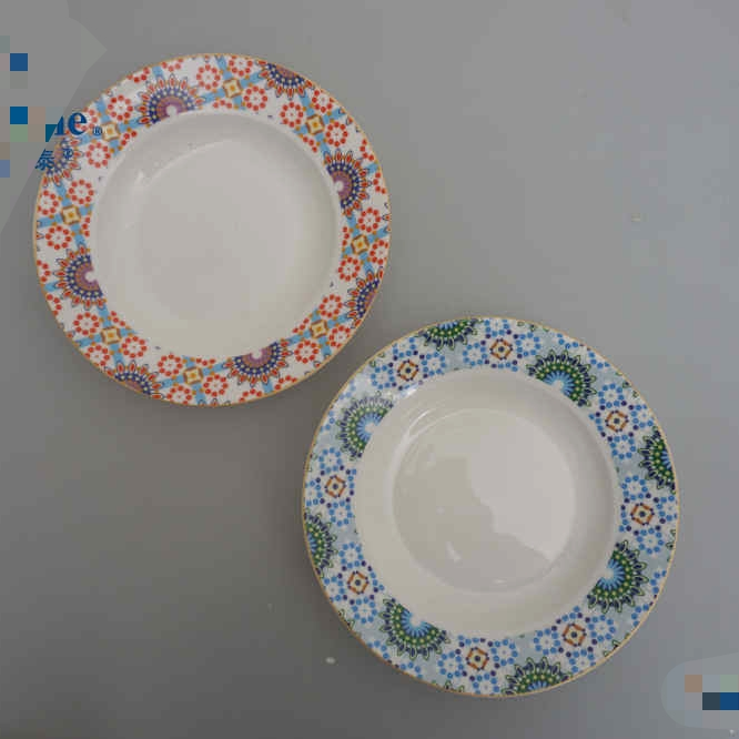 方圆陶瓷民族风平盘西餐盘汤盘浅盘FY858658