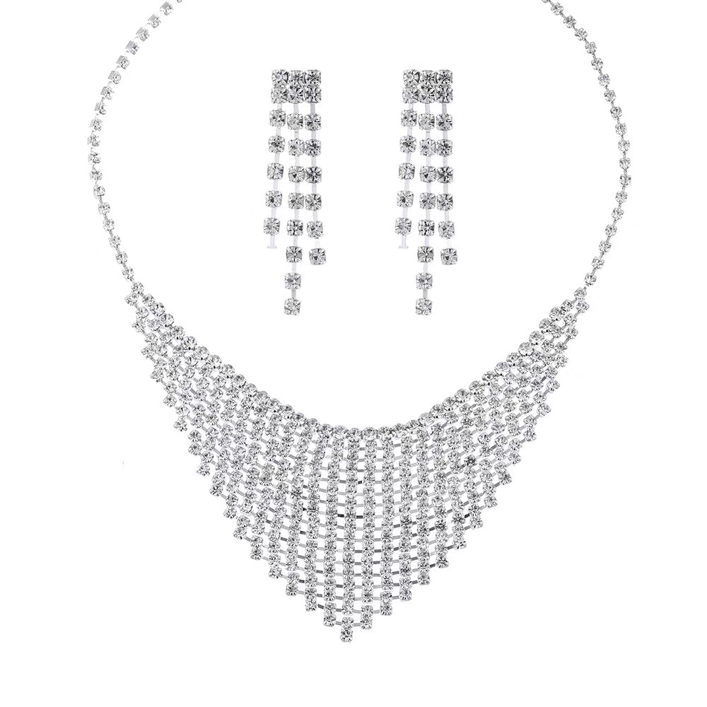 Photography Accessories Wedding Bridal jewelry set Silver Plated necklace earrings