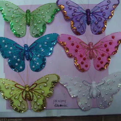 珍珠羽毛蝴蝶可装饰墙壁  花盆 冰箱等…