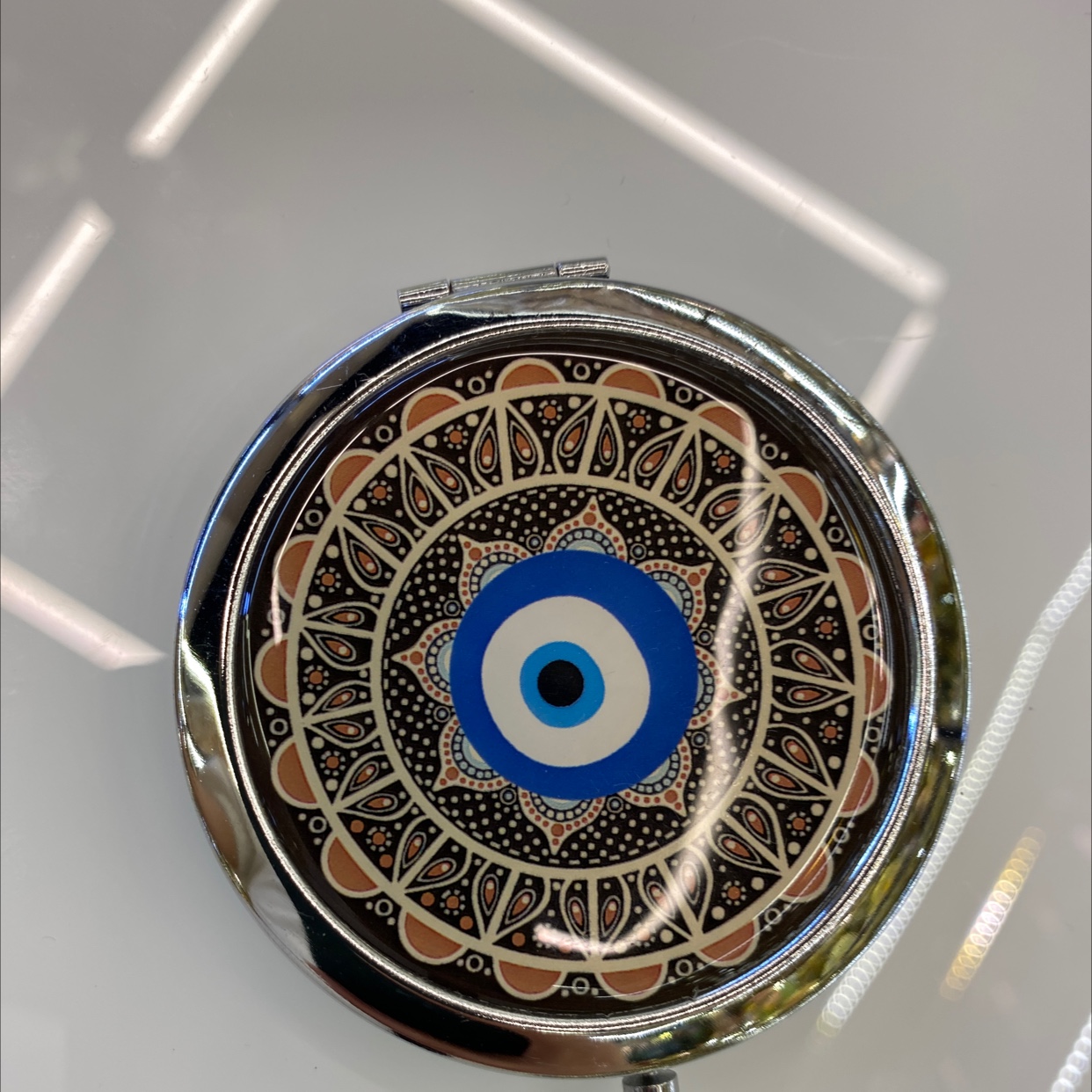 迪梦斯工艺品珠宝首饰盒镜子手工定制创意礼品镜子塑料金色镂空铬色镜子蓝眼睛图片详情图1