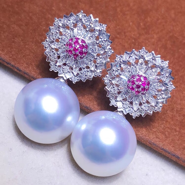 White pearl earrings two wear diamond ruby earrings pearl earrings