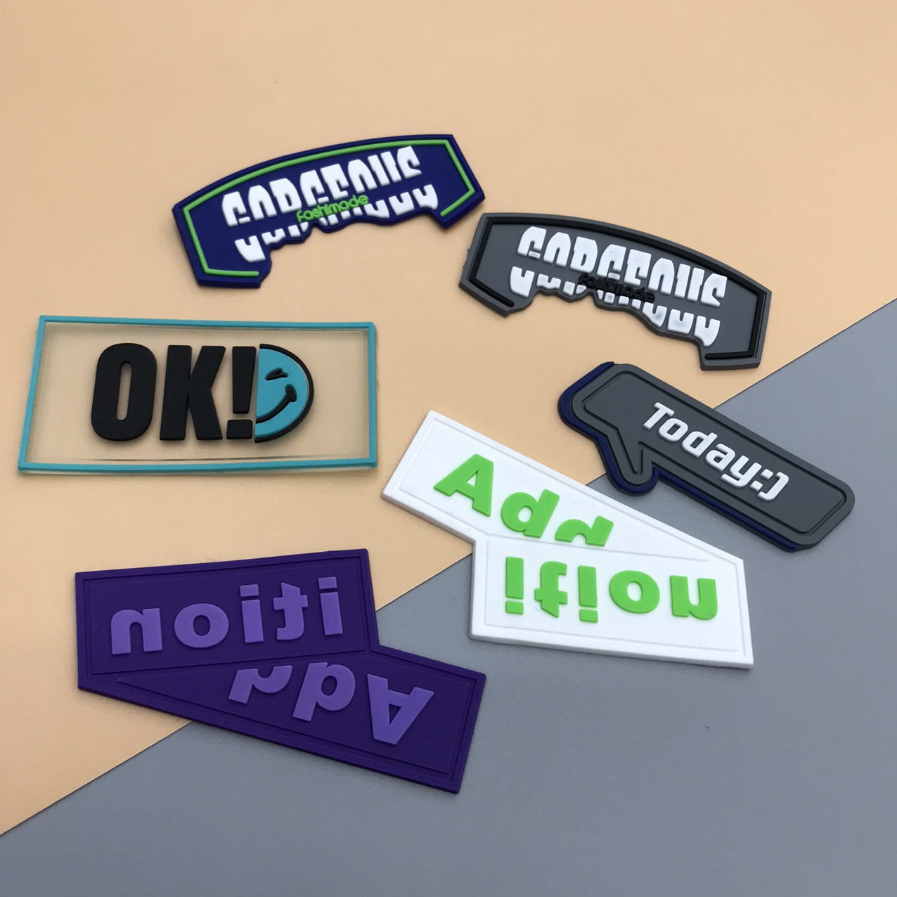 Transparent plastic labels for clothing accessories