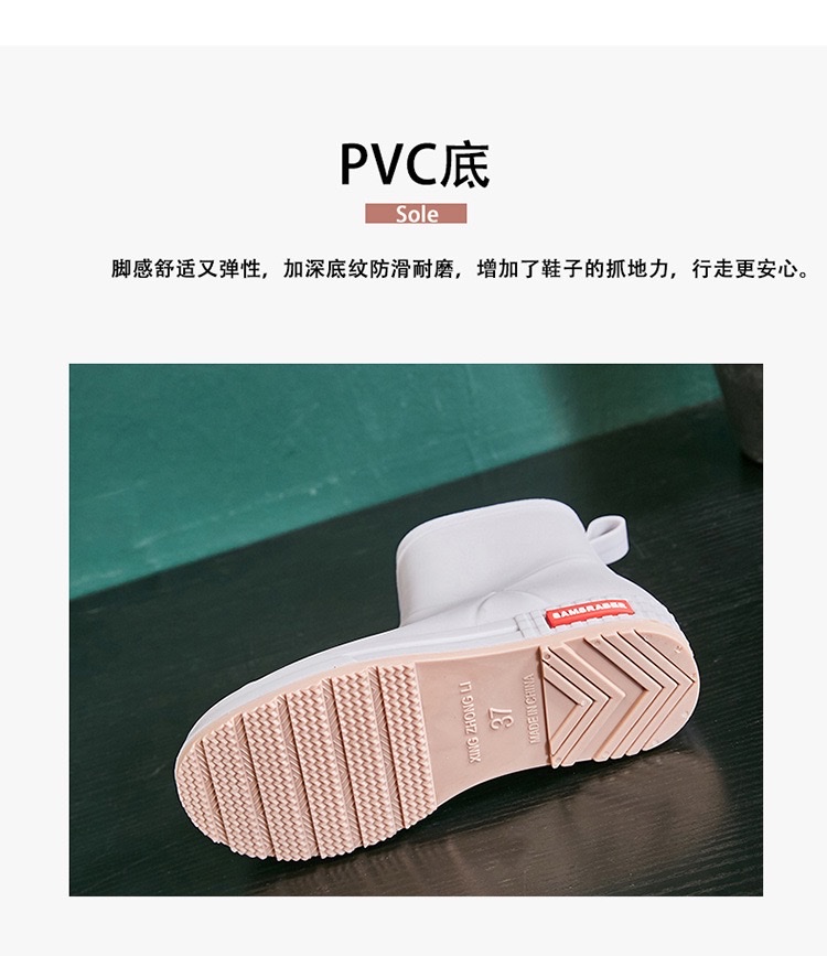 日系雨鞋男女中筒厚底时尚户外耐磨防水雨靴防滑厨房塑胶工作鞋详情图8