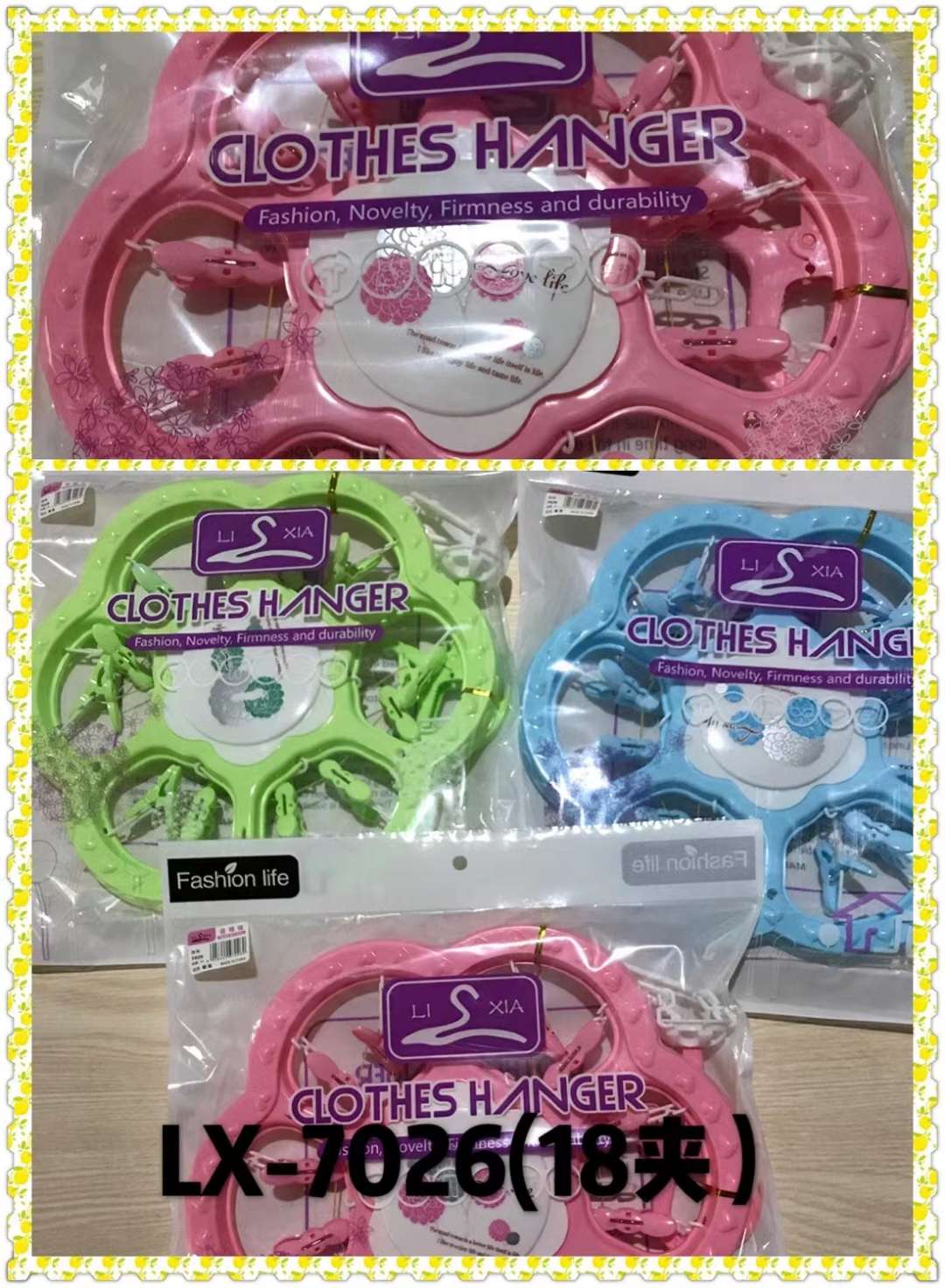 18-head round sock clips in three colors mixed together detail image 1