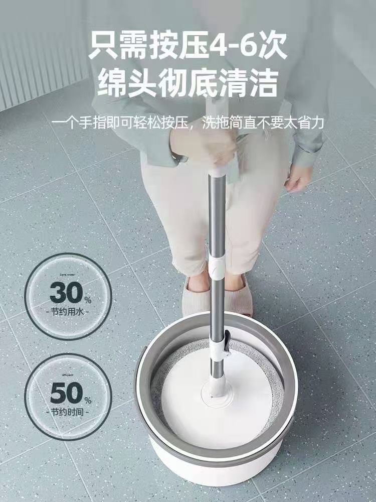 污水分离免手洗旋转桶拖超细纤维拖布头拖把详情图1