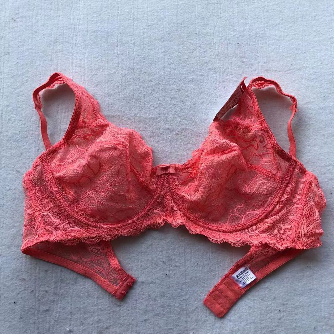 外贸性感蕾丝胸罩刺绣薄钢圈妩媚透明大罩杯调整型文胸女聚拢