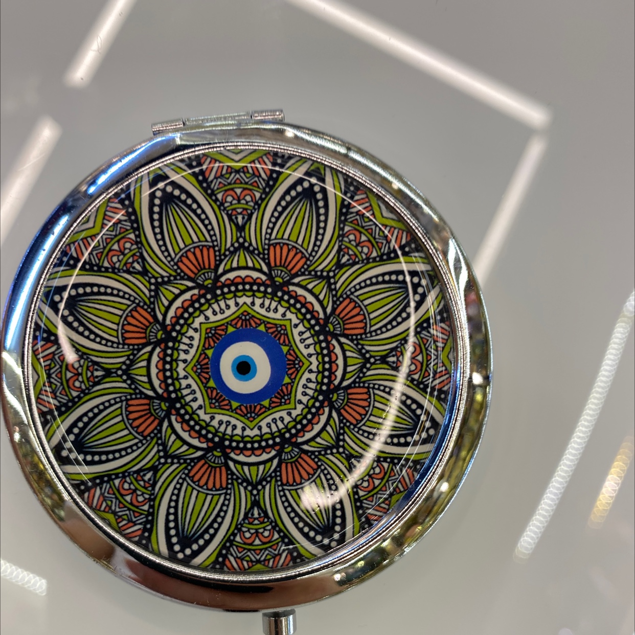 迪梦斯工艺品珠宝首饰盒镜子手工定制创意礼品镜子塑料金色镂空铬色镜子蓝眼睛图片详情图7